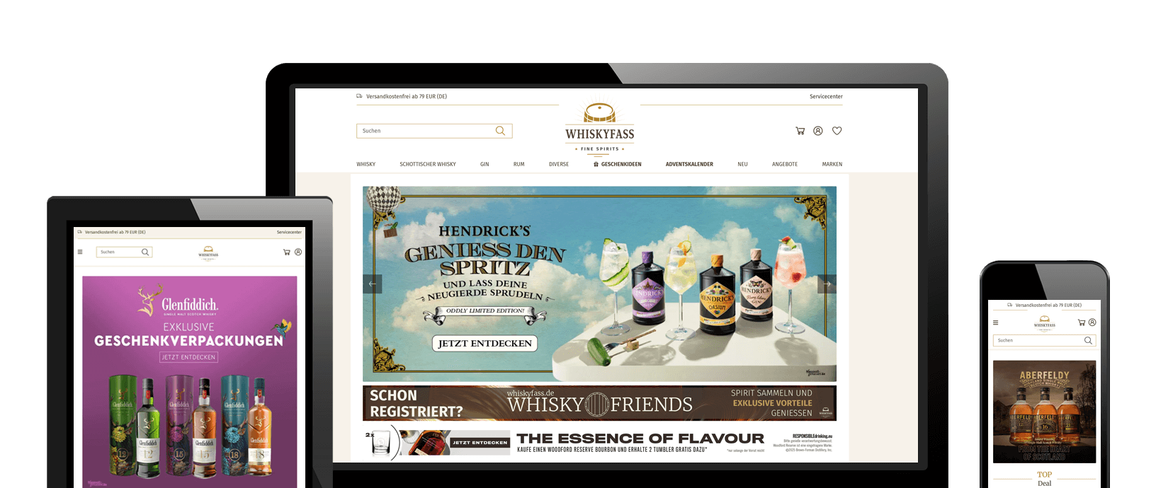 Desktop, Tablet und Handyansicht von whiskyfass.de