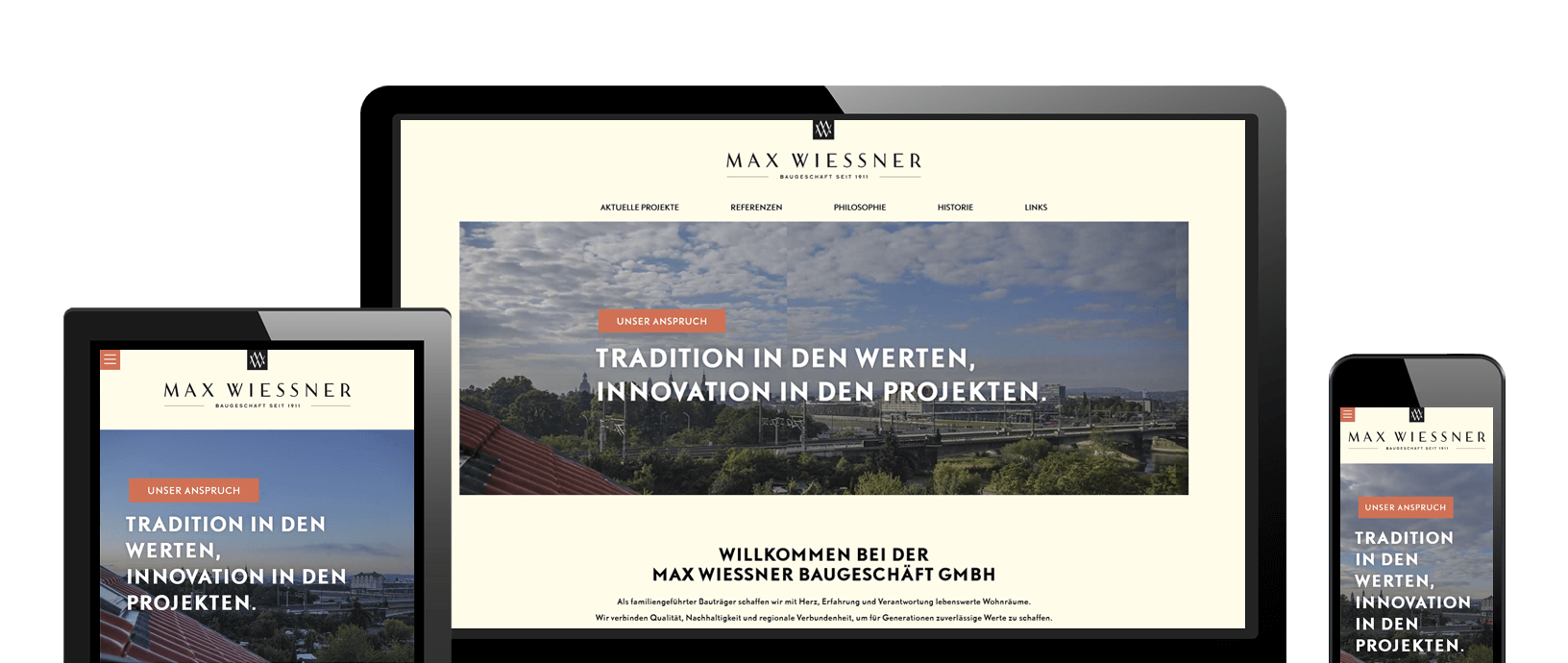 Desktop, Tablet und Handyansicht von maxwiessner.de