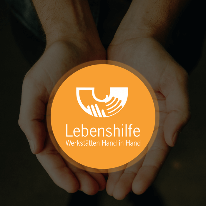 Logo Lebenshilfe Hand in Hand in Händen liegend